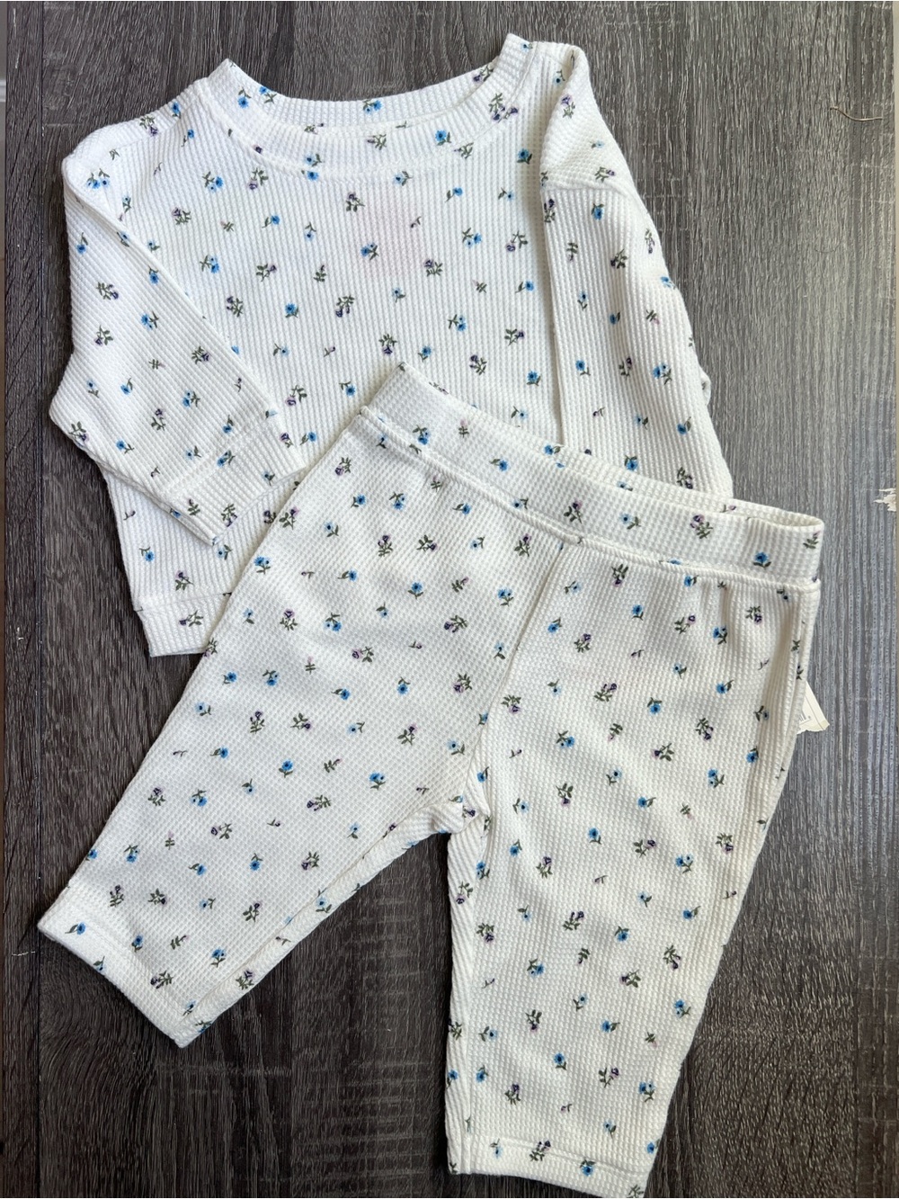 Cat & Jack Baby Floral Waffle Knit Lounge Set 0-3 Months